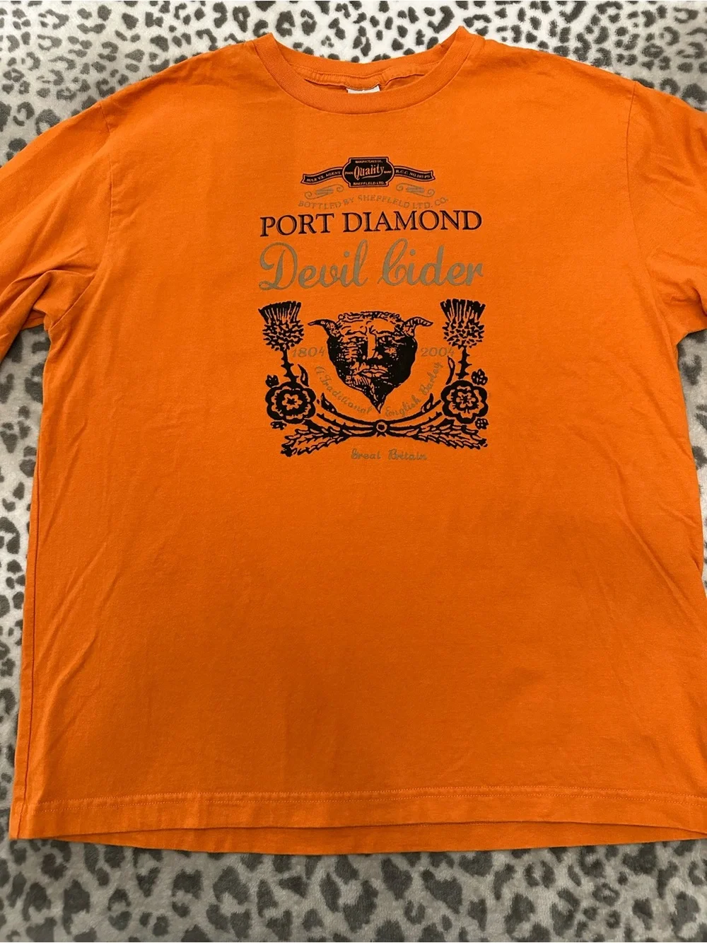 Y2K Old Navy Graphic Long Sleeve T-Shirt in Orange Size Large Men’s